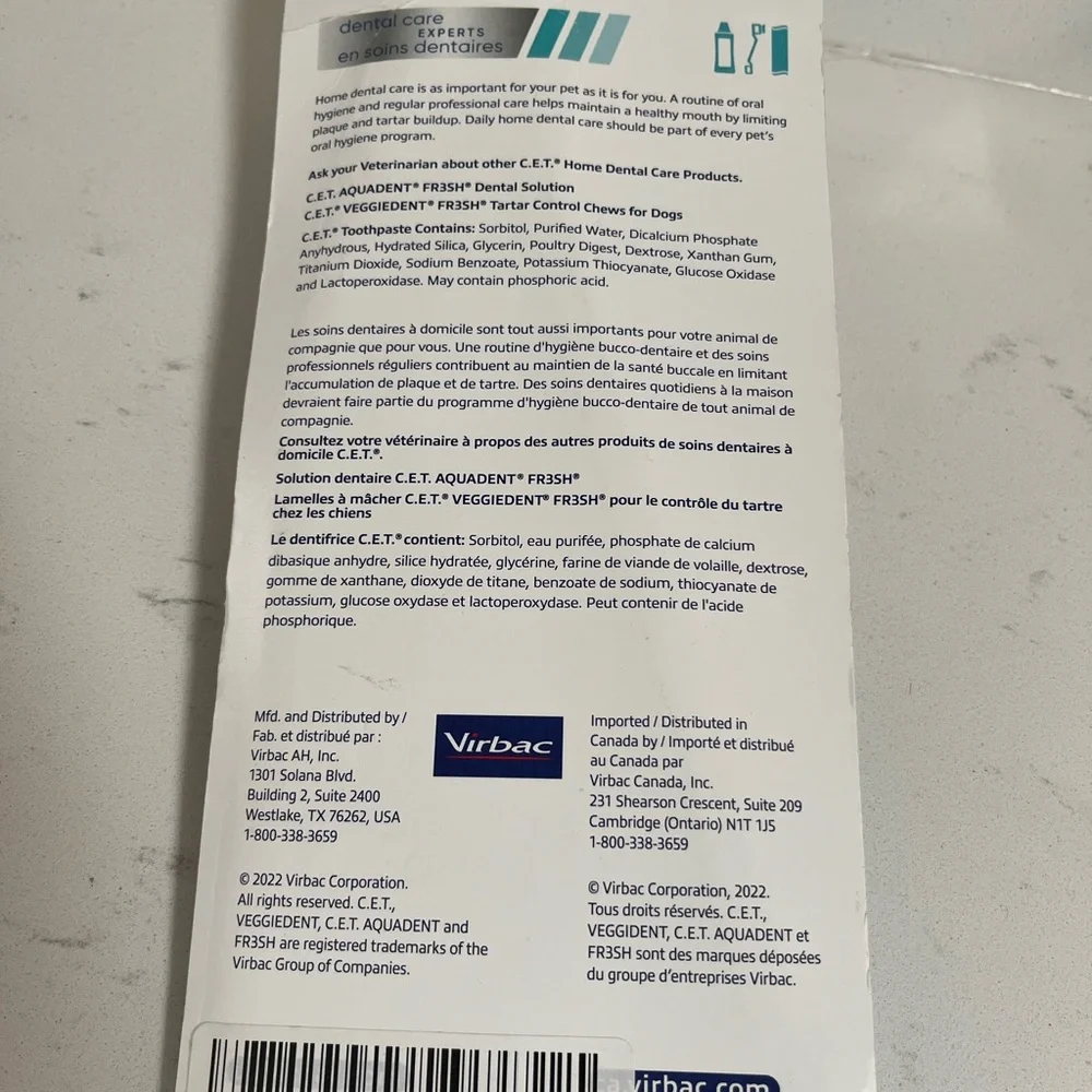 NEW C.E.T. Enzymatic toothpaste ckn flavor Dog toothpaste includes toothbrush